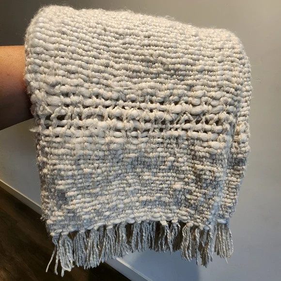 West Elm Cozy Cream Woven Throw Blanket - Picture 2 of 5